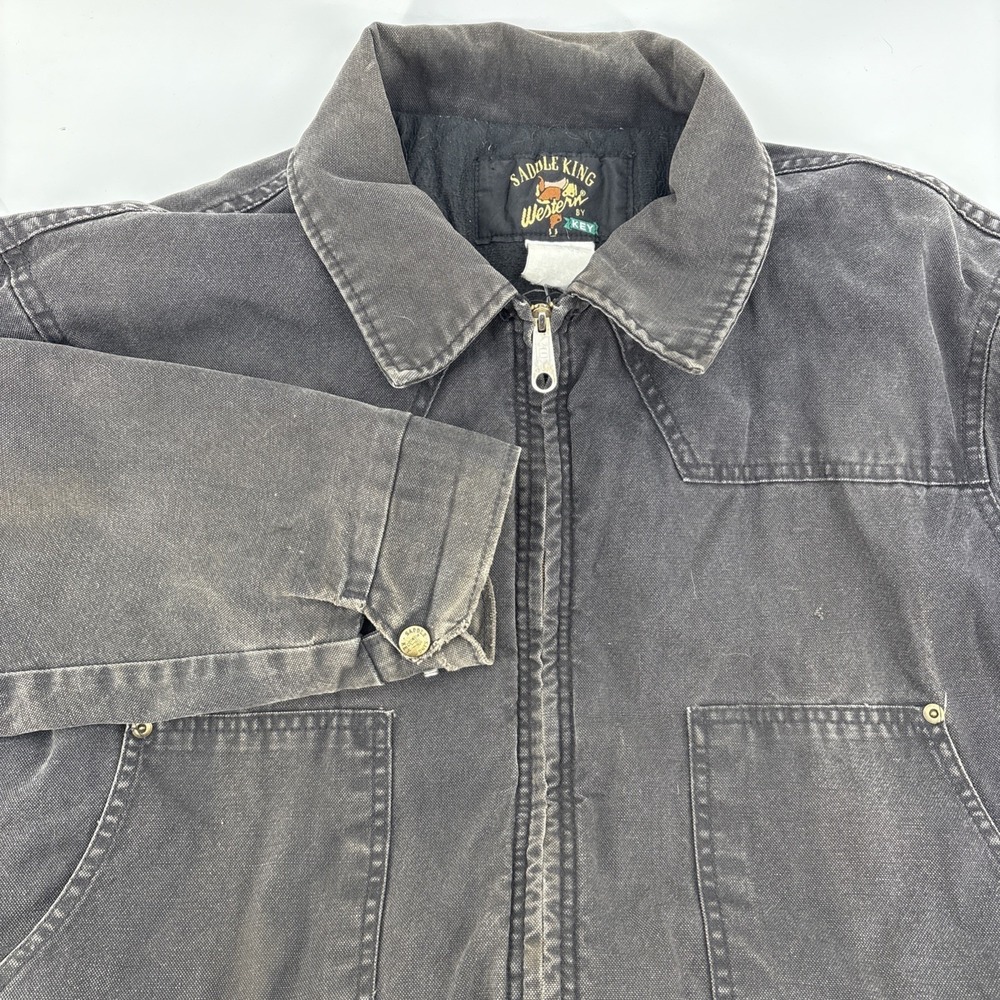 VTG Saddle King Canvas Black Jacket  USA 90s Western Insulated-Read!